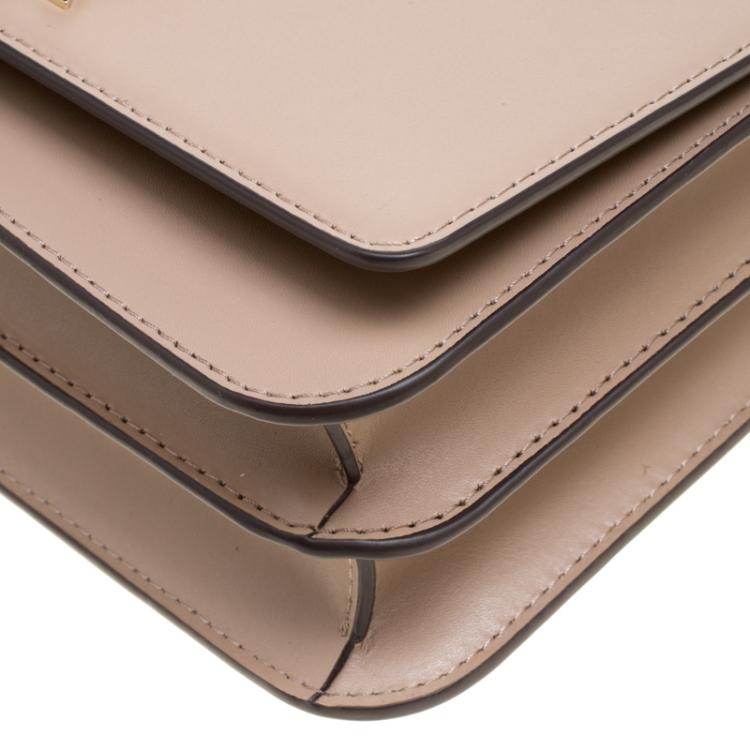 Pre Owned Michael Kors Beige Leather Large Mott Chain Swag Shoulder Bag