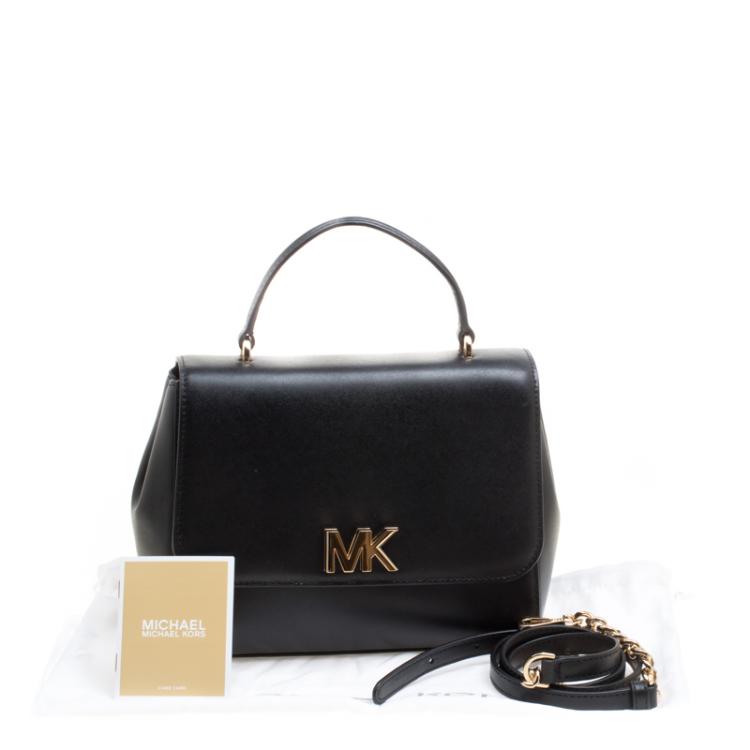 Pre Owned Michael Kors Black Leather Medium Mott Top Handle Satchel
