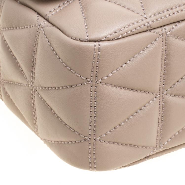 Pre Owned Michael Kors Beige Quilted Leather Large Sloan Studded Chain Shoulder Bag