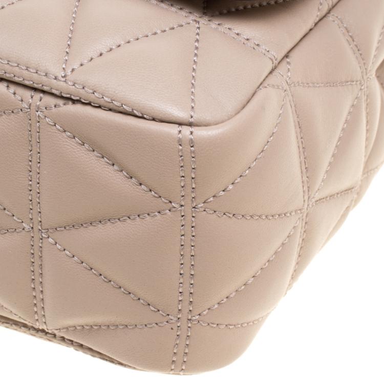 Pre Owned Michael Kors Beige Quilted Leather Large Sloan Studded Chain Shoulder Bag