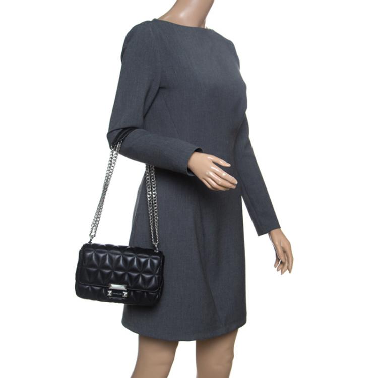 Pre Owned Michael Kors Black Quilted Leather Small Sloan Studded Chain Shoulder Bag