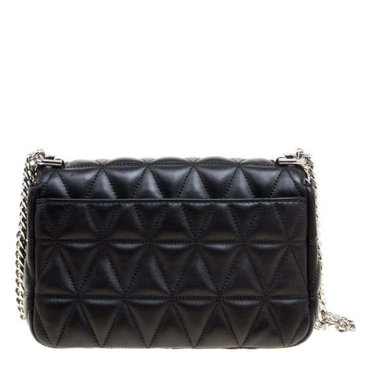 Pre Owned Michael Kors Black Quilted Leather Small Sloan Studded Chain Shoulder Bag