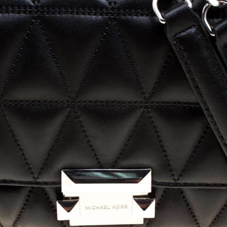 Pre Owned Michael Kors Black Quilted Leather Small Sloan Studded Chain Shoulder Bag