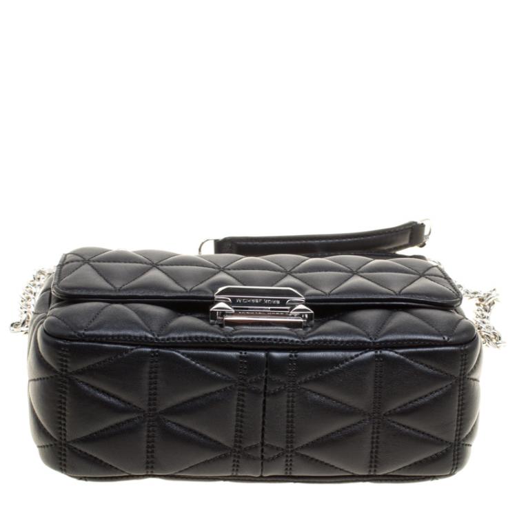 Pre Owned Michael Kors Black Quilted Leather Small Sloan Studded Chain Shoulder Bag
