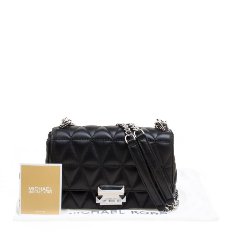 Pre Owned Michael Kors Black Quilted Leather Small Sloan Studded Chain Shoulder Bag