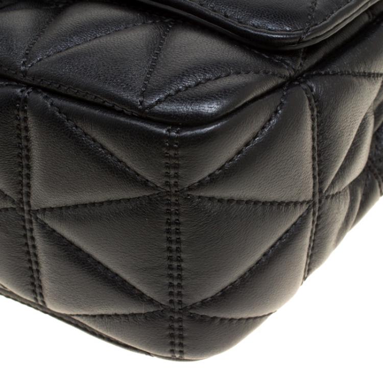 Pre Owned Michael Kors Black Quilted Leather Small Sloan Studded Chain Shoulder Bag