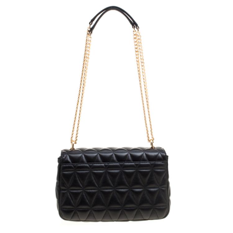 Pre Owned Michael Kors Black Quilted Leather Large Sloan Studded Chain Shoulder Bag