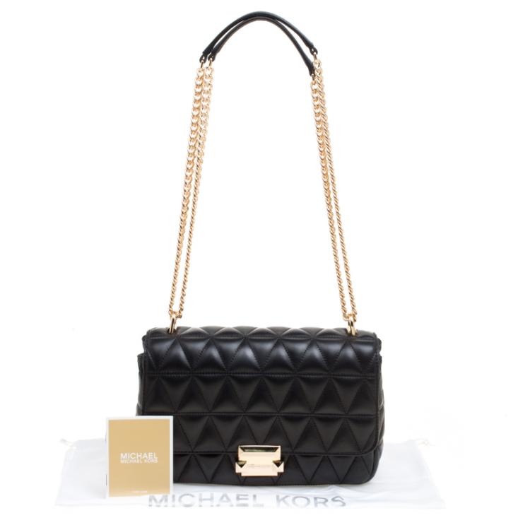 Pre Owned Michael Kors Black Quilted Leather Large Sloan Studded Chain Shoulder Bag