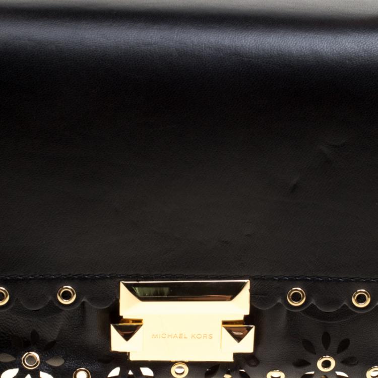 Pre Owned Michael Kors Black Leather Small Sloan Studded Chain Shoulder Bag