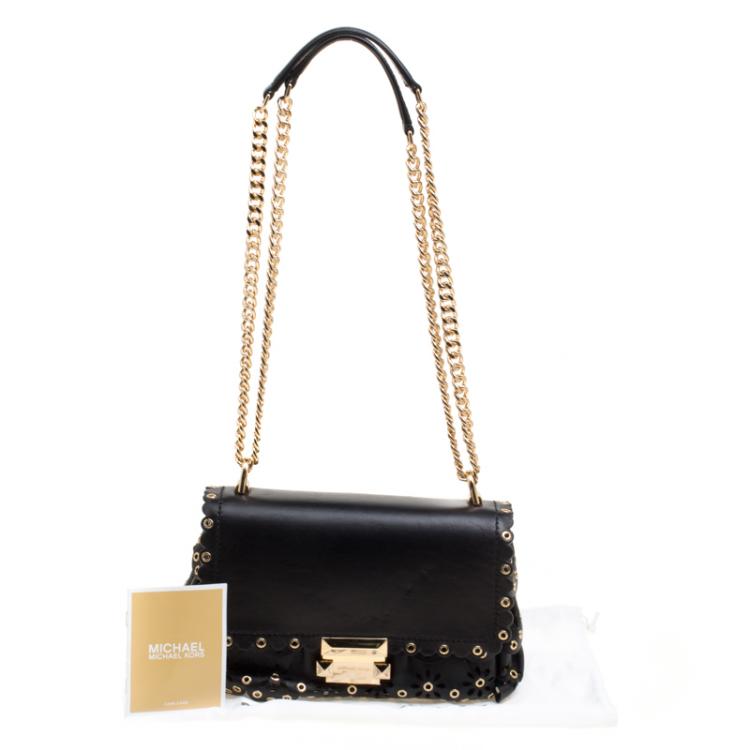 Pre Owned Michael Kors Black Leather Small Sloan Studded Chain Shoulder Bag