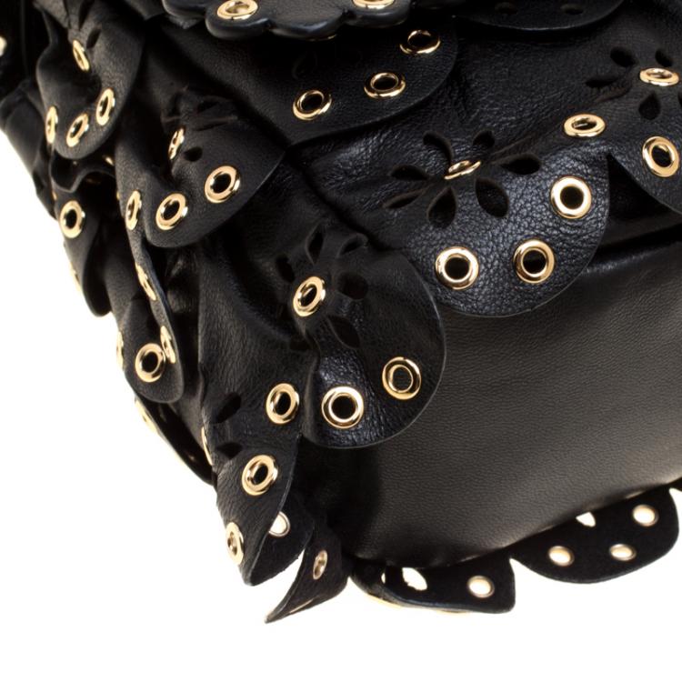 Pre Owned Michael Kors Black Leather Small Sloan Studded Chain Shoulder Bag