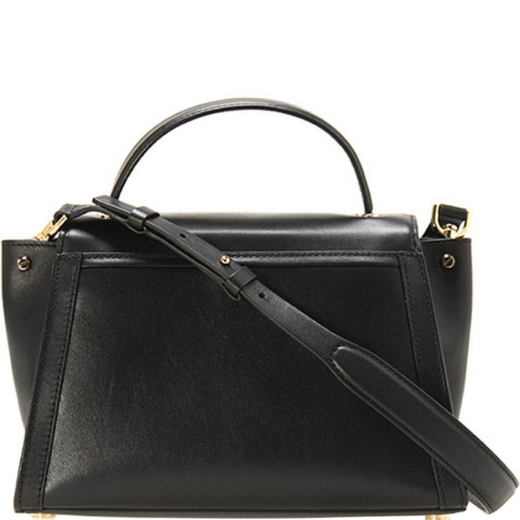 Pre Owned Michael Kors Black Leather Medium Whitney Satchel Bag