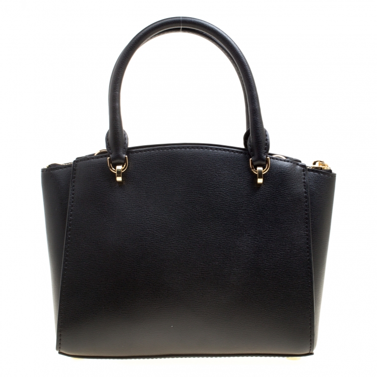 Pre Owned Michael Kors Black Leather Small Ellis Studded Top Handle Bag
