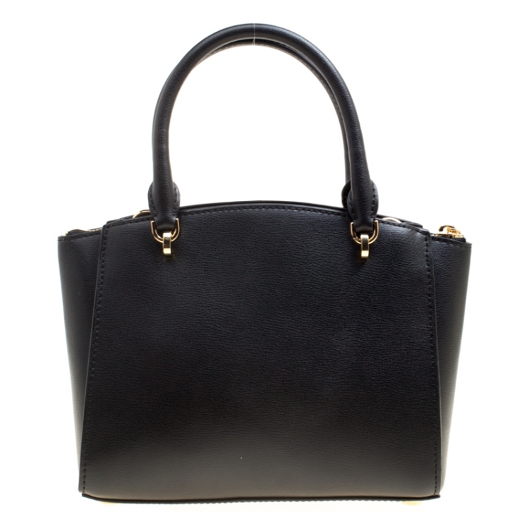 Pre Owned Michael Kors Black Leather Small Ellis Studded Top Handle Bag