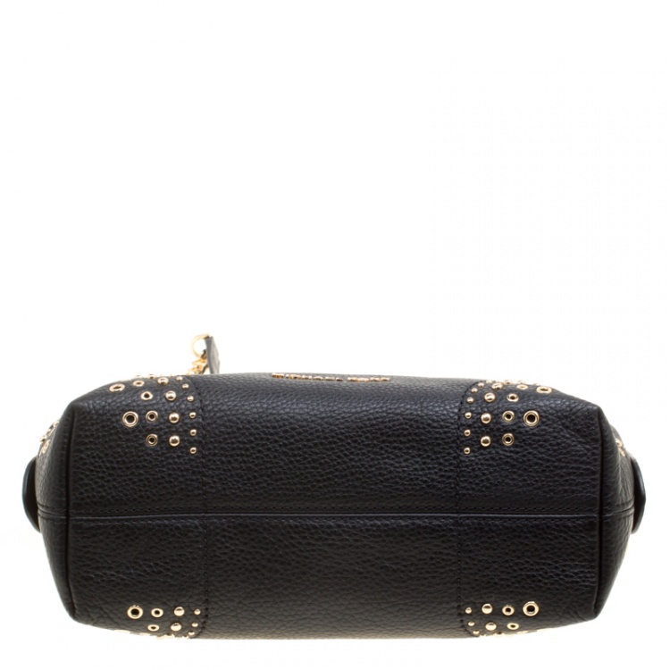 Pre Owned Michael Kors Black Leather Medium Studded Chain Shoulder Bag