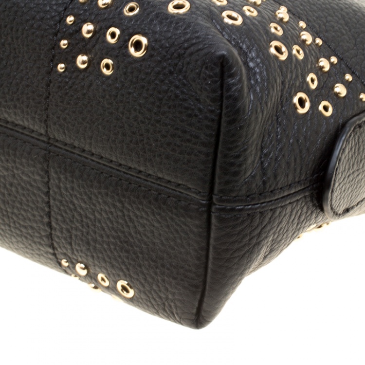 Pre Owned Michael Kors Black Leather Medium Studded Chain Shoulder Bag