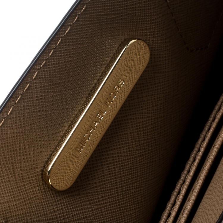 Pre Owned Michael Kors Gold Embossed Leather Patch Mercer Tote