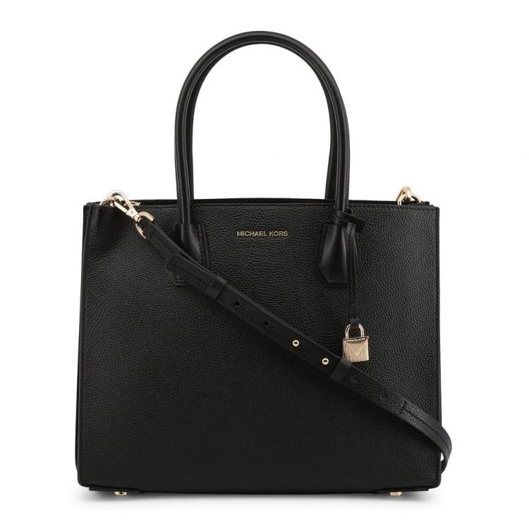 Pre Owned Michael Kors Black Pebbled Leather Large Mercer Accordion Tote