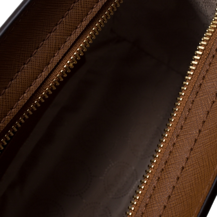 Pre Owned Michael Kors Brown Saffiano Leather Mini Selma Crossbody Bag