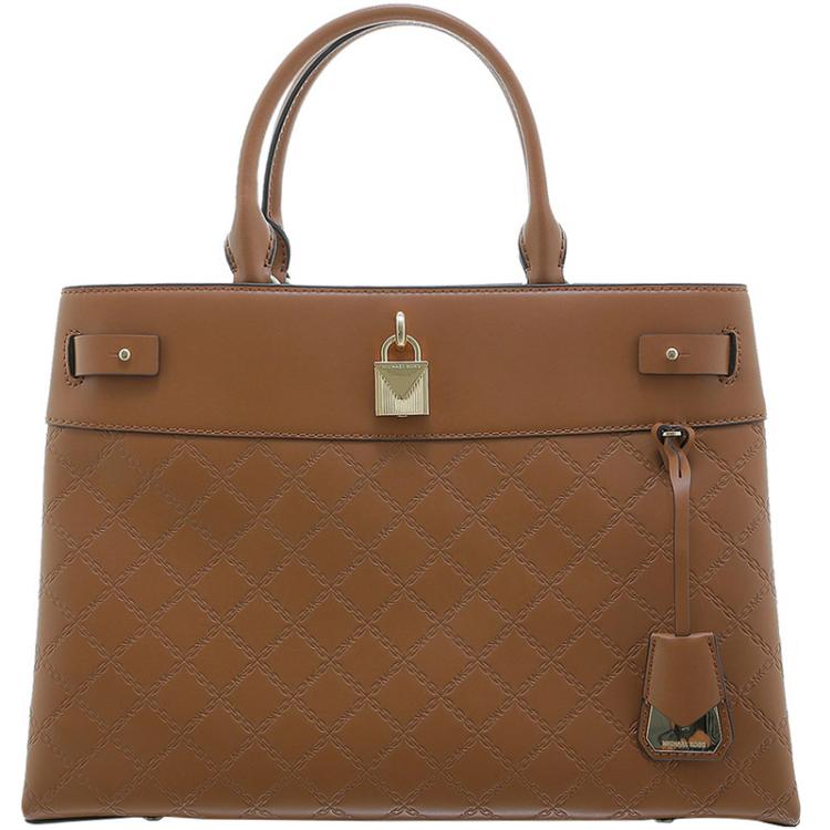 gramercy chain embossed leather satchel