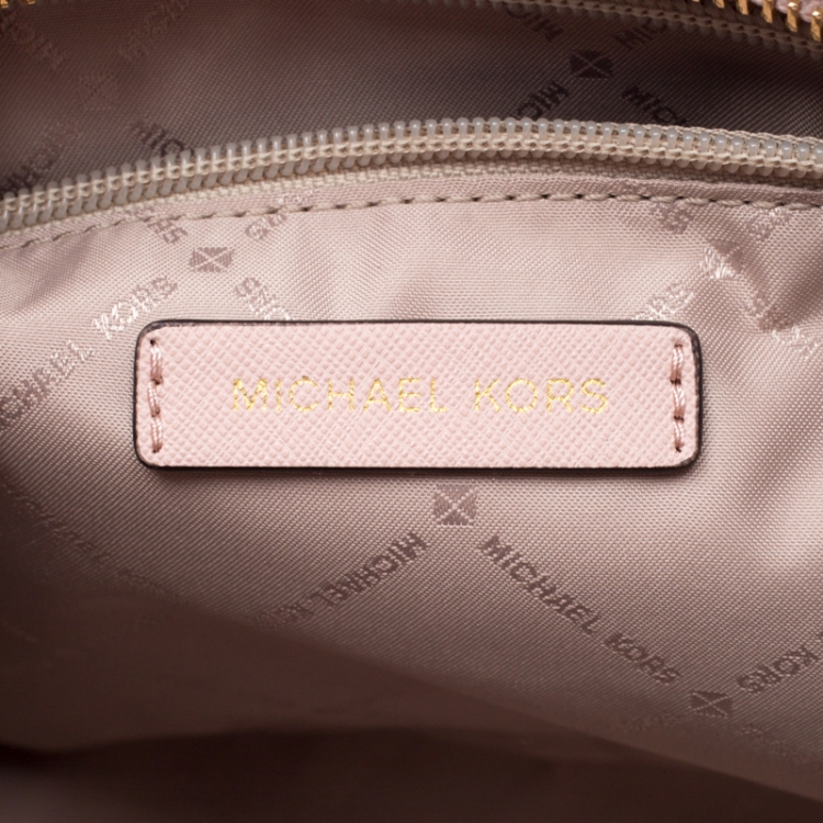 Pre Owned Michael Kors Pale Pink Leather Selma Studded Tote