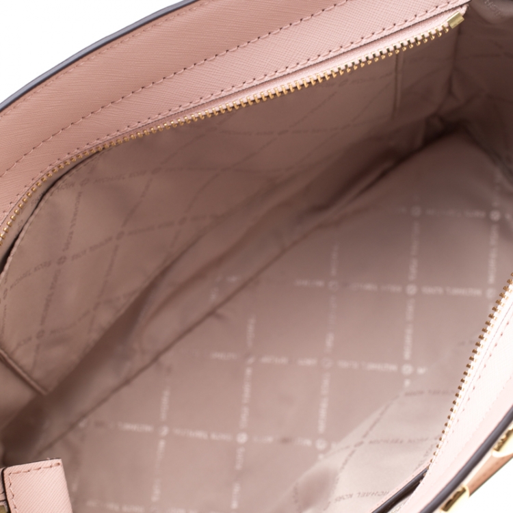 Pre Owned Michael Kors Pale Pink Leather Selma Studded Tote