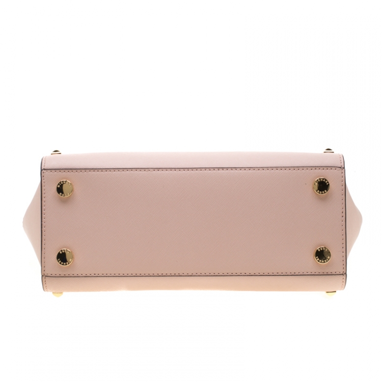 Pre Owned Michael Kors Pale Pink Leather Selma Studded Tote