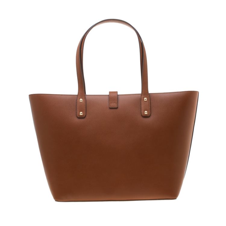 Pre Owned Michael Kors Brown Leather Large Karson Luggage Carryall Tote