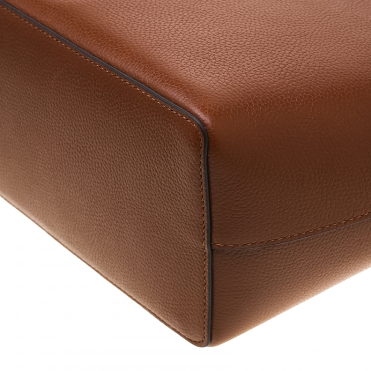 Pre Owned Michael Kors Brown Leather Large Karson Luggage Carryall Tote