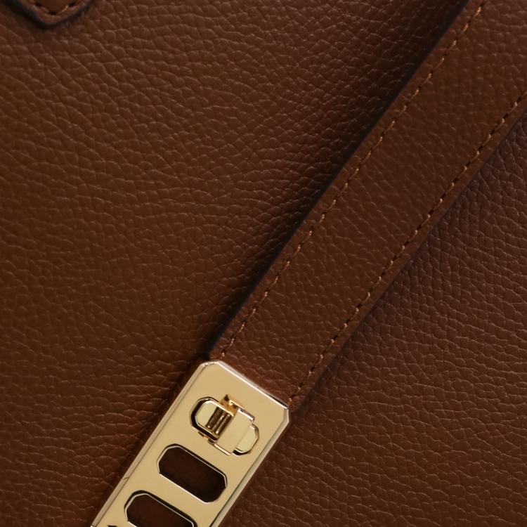 Pre Owned Michael Kors Brown Leather Large Karson Luggage Carryall Tote