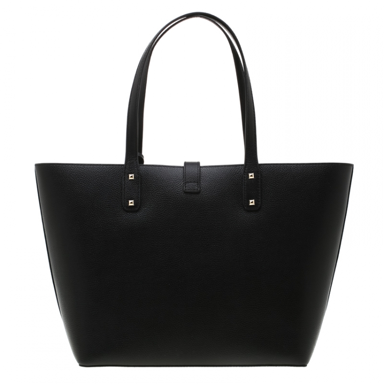 Pre Owned Michael Kors Black Leather Large Karson Luggage Carryall Tote