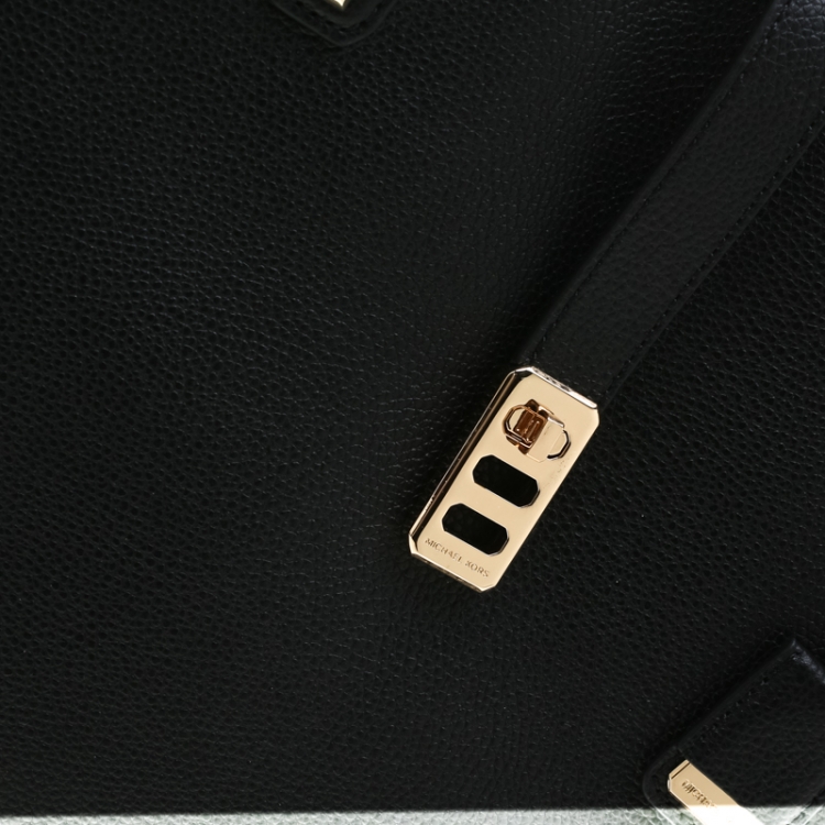 Pre Owned Michael Kors Black Leather Large Karson Luggage Carryall Tote