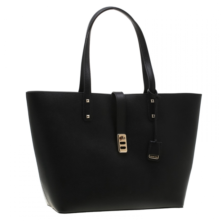 Pre Owned Michael Kors Black Leather Large Karson Luggage Carryall Tote