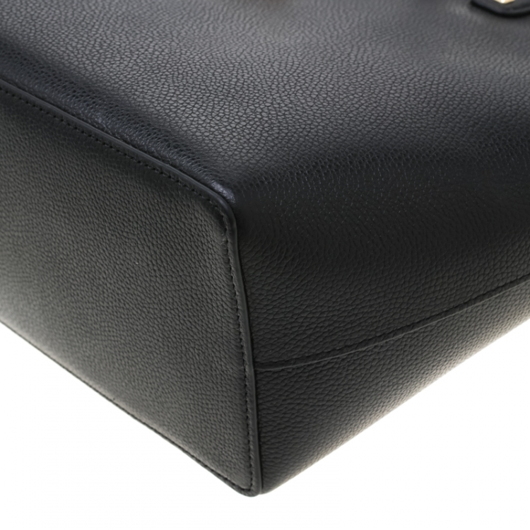 Pre Owned Michael Kors Black Leather Large Karson Luggage Carryall Tote