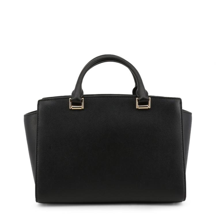 Pre Owned Michael Kors Black Crossgrain Leather Medium Sylvia Satchel Bag