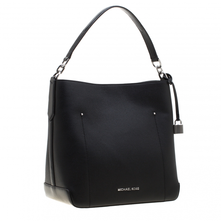 Pre Owned Michael Kors Black Leather Large Hayes Bucket Shoulder Bag 