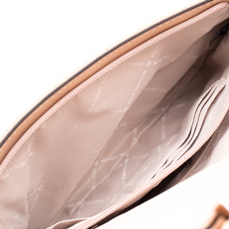 Pre Owned Michael Kors Beige Leather Large Peyton Clutch