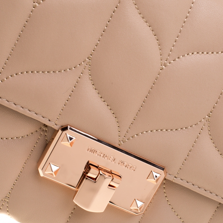 Pre Owned Michael Kors Beige Leather Large Peyton Clutch