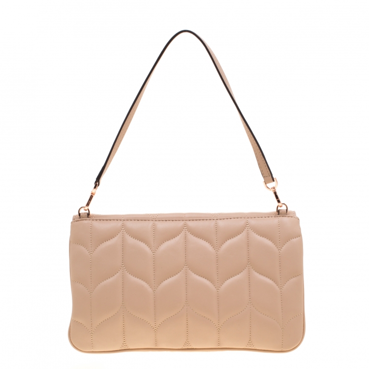 Pre Owned Michael Kors Beige Leather Large Peyton Clutch