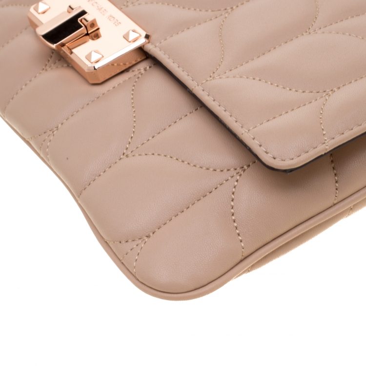 Pre Owned Michael Kors Beige Leather Large Peyton Clutch