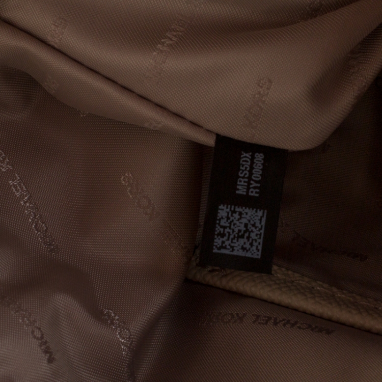 Pre Owned Michael Kors Beige Leather Medium Maddie East/West Top Zip Tote       