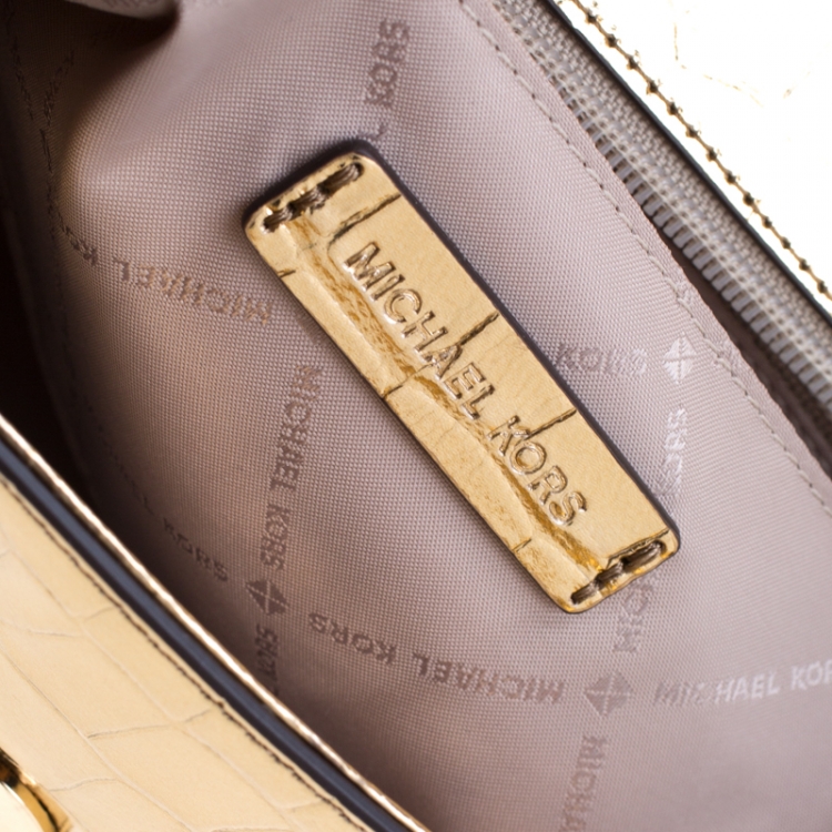 Pre Owned Michael Kors Metallic Gold Leather Karla Satchel