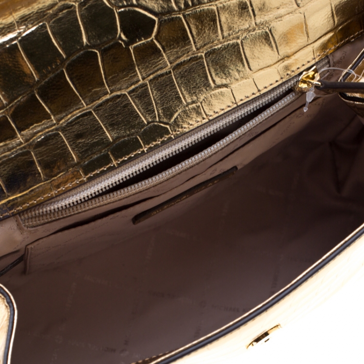 Pre Owned Michael Kors Metallic Gold Leather Karla Satchel