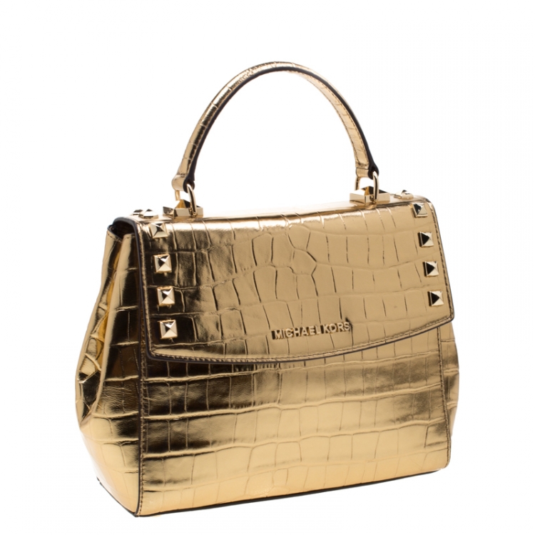 Pre Owned Michael Kors Metallic Gold Leather Karla Satchel