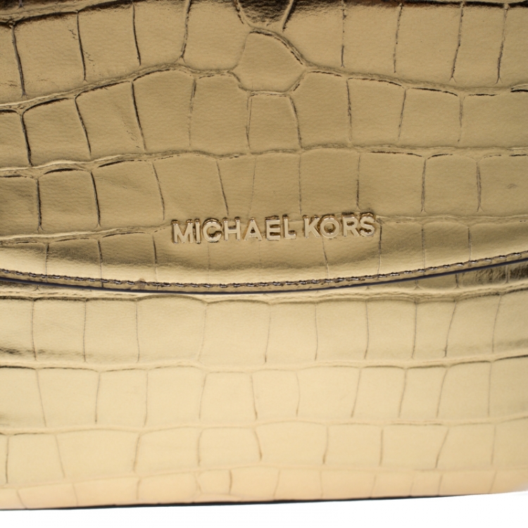 Pre Owned Michael Kors Metallic Gold Leather Karla Satchel