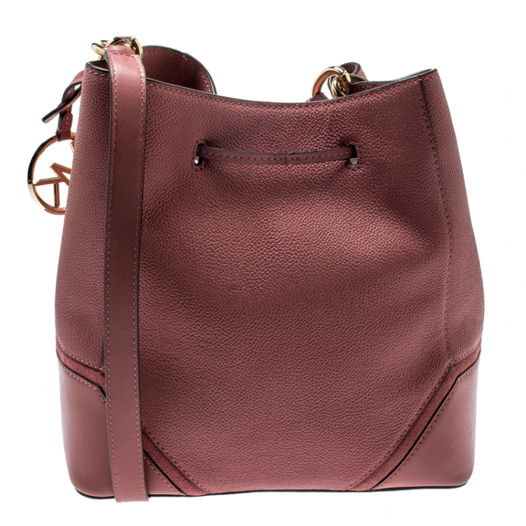 Pre Owned Michael Kors Pink Leather Nicole Bucket Bag