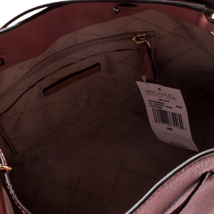 Pre Owned Michael Kors Pink Leather Nicole Bucket Bag