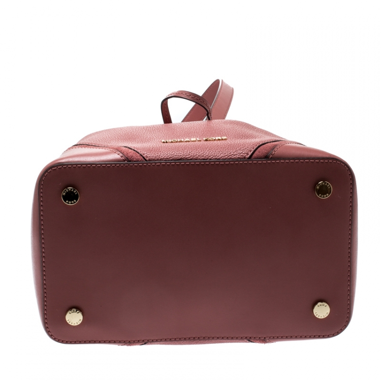 Pre Owned Michael Kors Pink Leather Nicole Bucket Bag