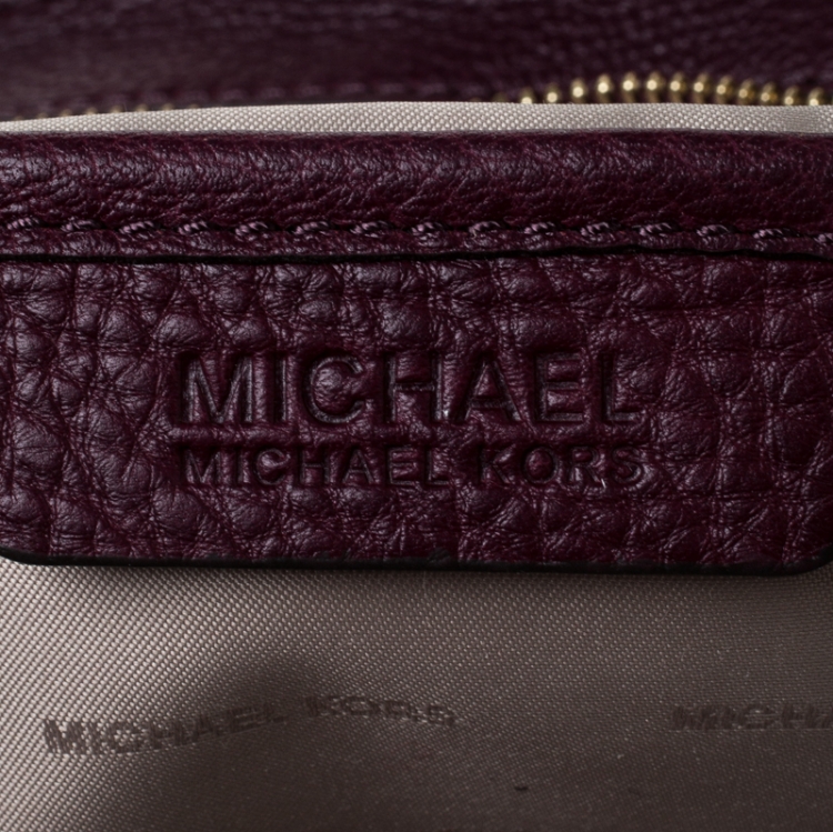 Pre Owned MICHAEL Michael Kors Plum Leather Fulton Shoulder Bag