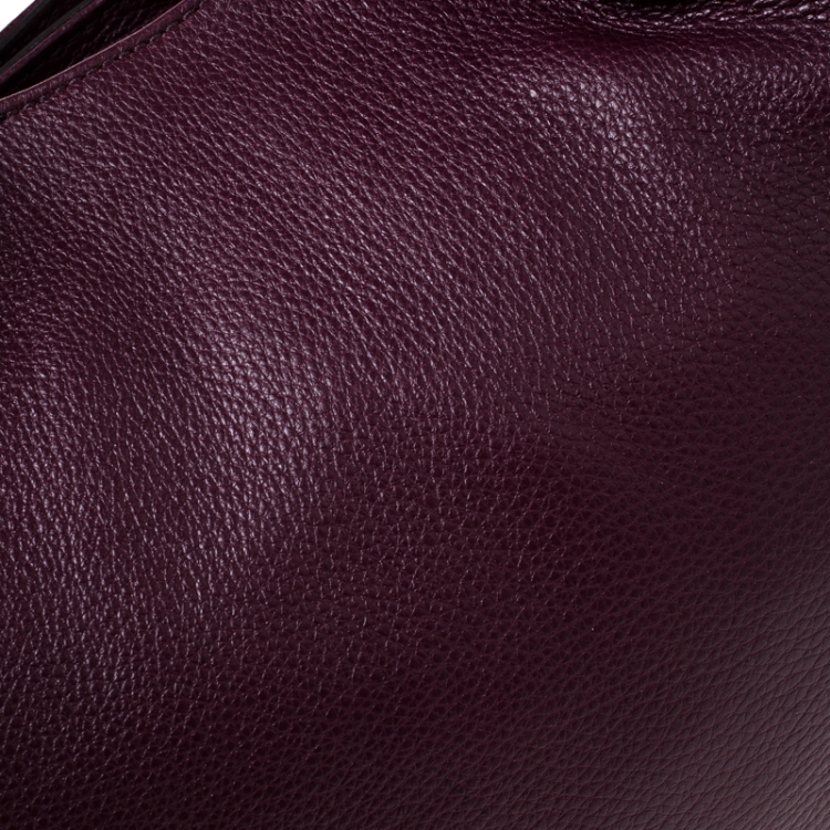 Pre Owned MICHAEL Michael Kors Plum Leather Fulton Shoulder Bag